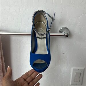 Blue Women's Peep-Toe Heels